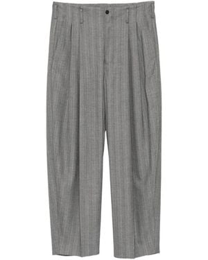 Hed Mayner Pinstriped Trousers - Grey