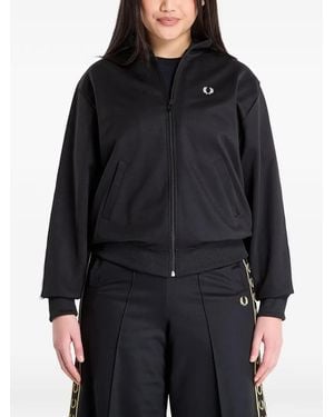 Fred Perry Embroidered-Logo Zip-Up Sweatshirt - Black