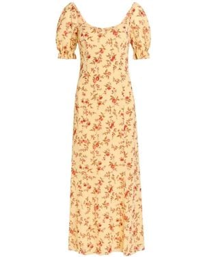 Reformation Midikleid Mit Puffärmeln - Mettallic