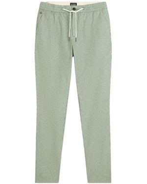 Scotch & Soda Warren Striped Drawstring-Detail Straight-Fit Cotton Trousers - Green