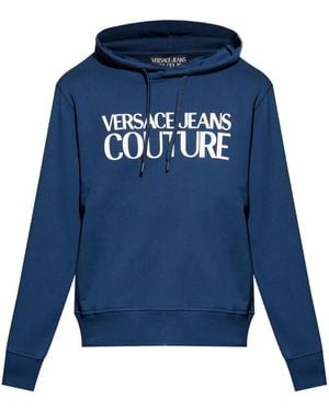 Versace Jeans Couture Logo-Print Hoodie - Blue