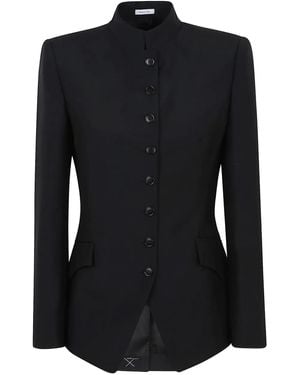 McQueen Schmale Jacke mit Mandarinkragen - Schwarz