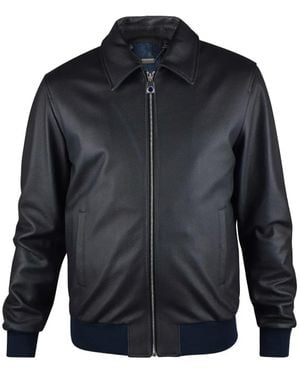 Billionaire Zip-Up Leather Jacket - Blue