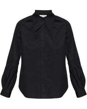 Noir Kei Ninomiya Pointed-Collar Pleated-Sleeve Shirt - Black