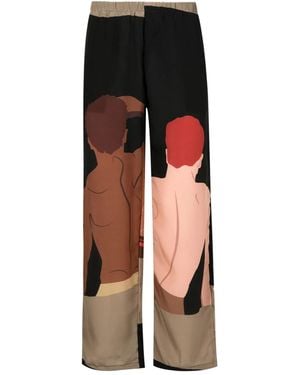 Amir Slama Graphic-Print Silk Shirt - Black