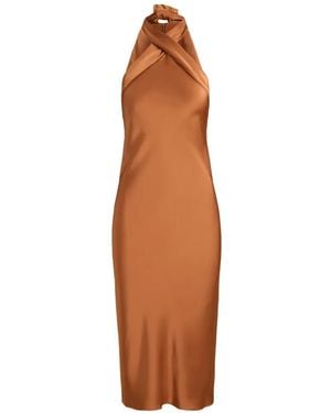 Ralph Lauren Tie-Back Halter Midi Dress - White