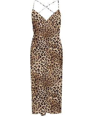 MC2 Saint Barth Eydis Cross-Back Leopard-Print Maxi Dress - Metallic