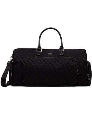 Guess Boston Monogram-Print Holdall Bag - Black