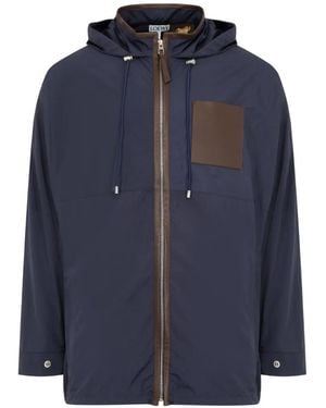 Loewe X Paula's Ibiza Leather-Trimmed Hooded Coat - Blue