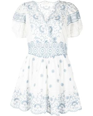 LoveShackFancy Broderie Anglaise Mini-Jurk - Wit