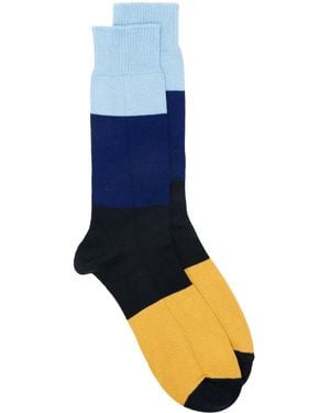 Universal Works Chaussettes Bold Stripe - Bleu