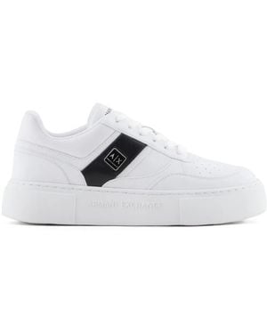 ARMANI EXCHANGE Logo-Plaque Sneakers - White