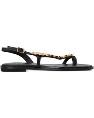Kotris Sandals Leaf-Embellished Slingback Sandals - Black