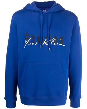 Etudes Studio Logo-Print Organic-Cotton Hoodie - Blue