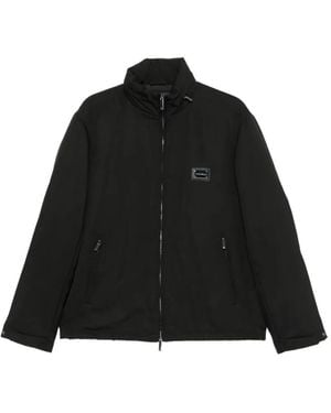 Emporio Armani Logo-Plaque High-Neck Jacket - Black