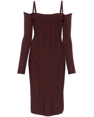 Mugler Boning-Detail Dress - Purple