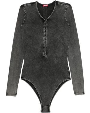 DIESEL Fresya Acid-Wash Button-Front Bodysuit - Grey
