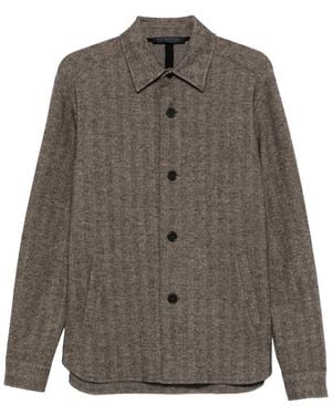 Harris Wharf London Overhemd Met Visgraatpatroon En Knopen - Grijs