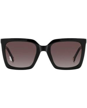 Carolina Herrera Logo-Plaque Square-Frame Sunglasses - Black