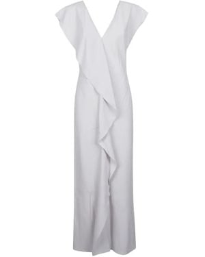 Patrizia Pepe V-Neck Draped Dress - White