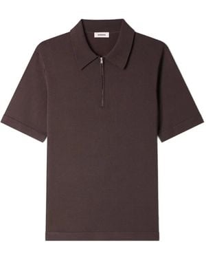 Sandro Zip-Fastening Polo Shirt - Brown