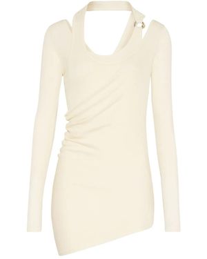 Jean Paul Gaultier Geripptes Top mit Twist-Detail - Weiß