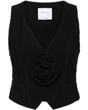 Blumarine フローラル ベスト - ブラック