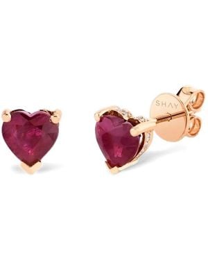 SHAY Ruby Heart Studs - Pink