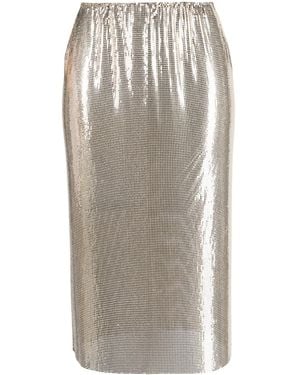 Sportmax Elasticated-Waist Sequin Midi Skirt - Gray