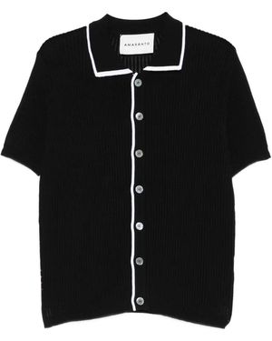 Amaranto Button-Up Contrast-Trim Shirt - Black
