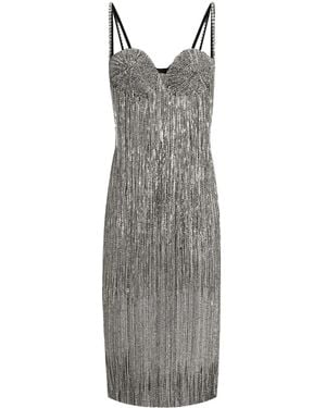 Dolce & Gabbana Crystal-Embellished Midi Dress - Gray