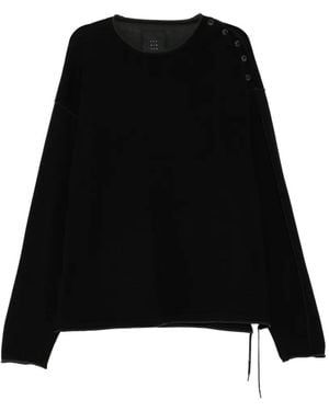 The Viridi-anne Button-Shoulder Drawstring Jumper - Black