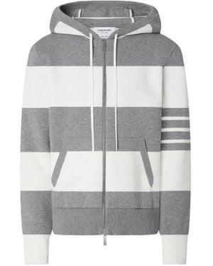 Thom Browne Hector 4-Bar Rugby Zip Up Hoodie - Grey