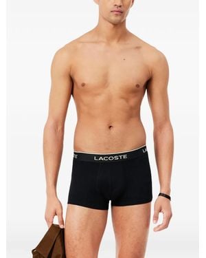 Lacoste Logo-Waistband Trunks (Set Of Three) - Black