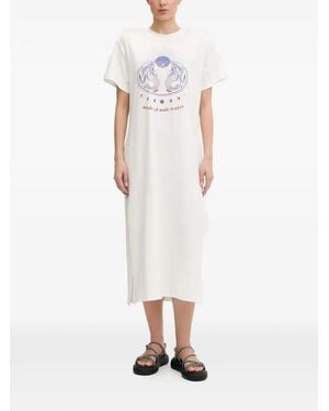 Hurley Graphic-Print Side-Slit Midi Dress - White
