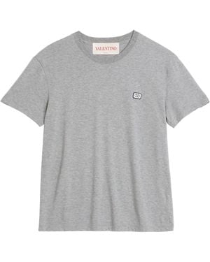 Valentino Garavani T-Shirt Con Applicazione Vlogo - Grigio