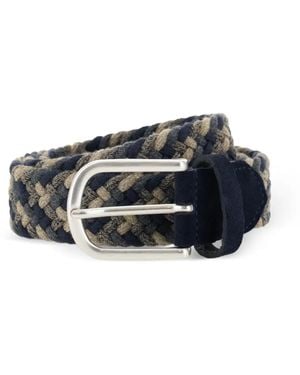 BOGGI Woven Stretch Wool Blend Belt - Blue