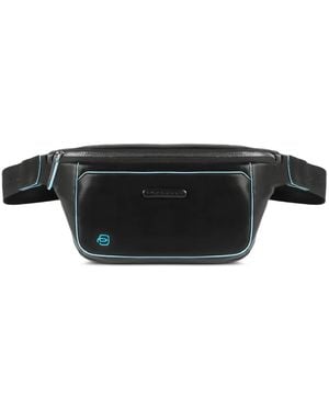 Piquadro Piping-Detail Leather Belt Bag - Black