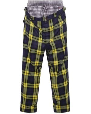 Vivienne Westwood Builder Check-Pattern Layered Trousers - Blue