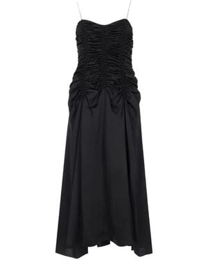 KHAITE Maxi Raina Ruched Silk Dress - Black