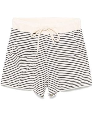 R13 Shorts A Righe - Bianco