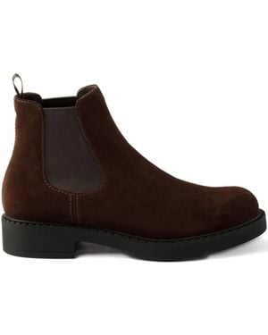 Prada Elastic-Panel Suede Chelsea Boots - Brown