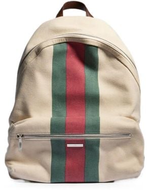 Gucci Positano Web-Stripe Zip-Front Backpack - White