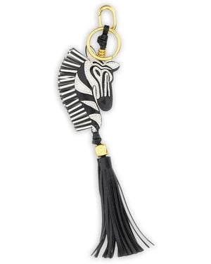 Gianni Chiarini Zebra-Charm Tassel Keyring - White