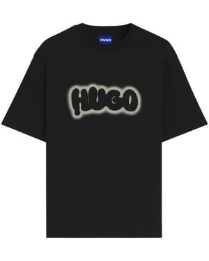 HUGO Camiseta Con Logo Estampado - Negro