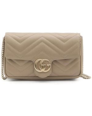 Gucci Mini Gg Marmont Bag With Cardholder - Natural