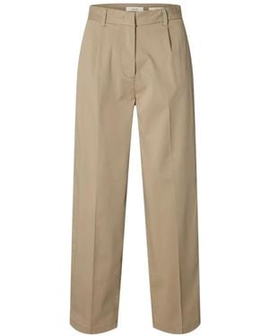 SELECTED Pantalon De Costume À Plis - Natural