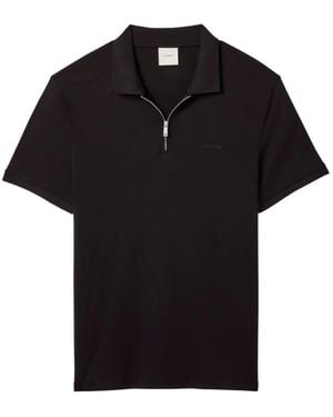 Calvin Klein Zip-Fastening Logo-Patch Polo Shirt - Black
