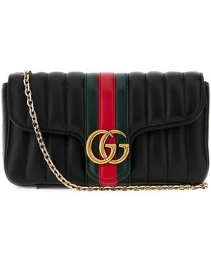 Gucci Jetset Gg Marmont Quilted Leather Clutch Bag - Black