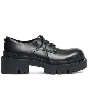 Ash Net Chunky-Sole Lace-Up Derby Shoes - Black